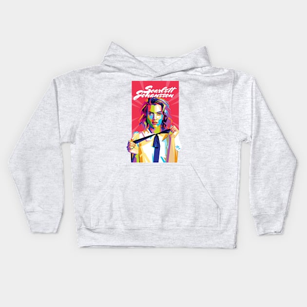 Scarlett Johansson Pop Art Kids Hoodie by Laksana Ardie Store